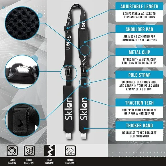 Ski Strap and Pole Carrier with Cushioned Sling - Picture 5 of 5